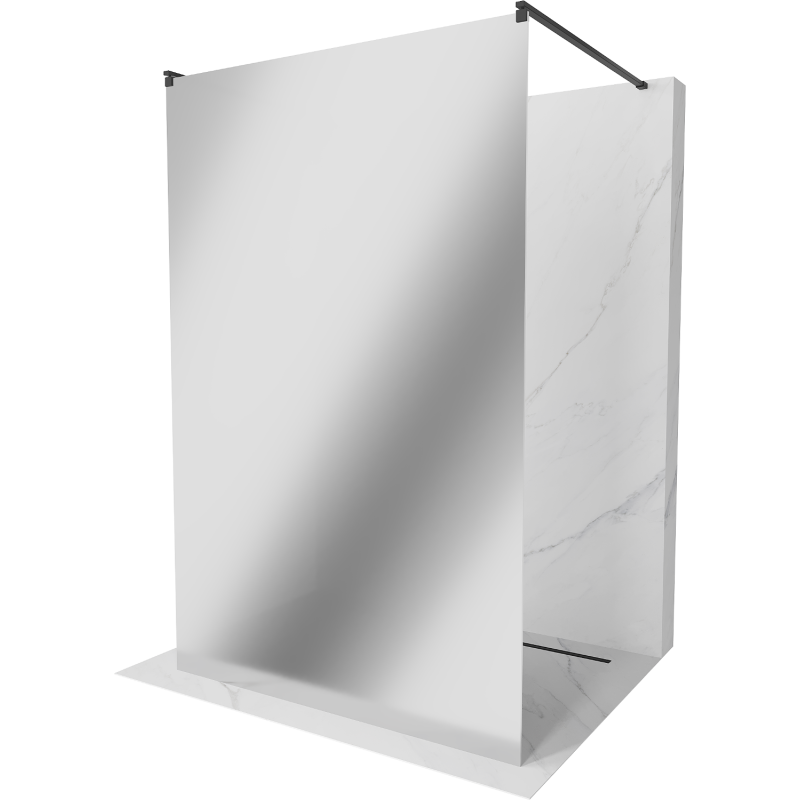 Mexen Kioto free-standing shower screen 120 x 200 cm, Mirror, Black - 800-120-002-70-50