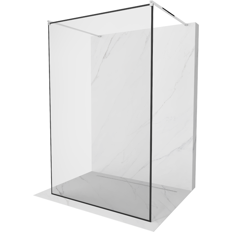 Mexen Kioto free-standing shower screen 130 x 200 cm, Transparent/Black pattern 8 mm, Chrome - 800-130-002-01-70