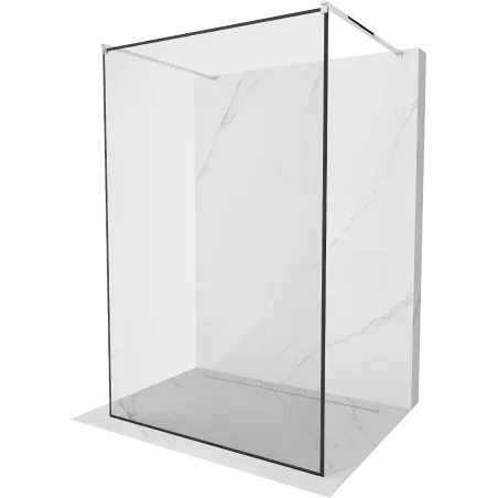 Mexen Kioto Freestanding Shower Wall 130 x 200 cm, Black Frame 8 mm, Chrome - 800-130-002-01-70