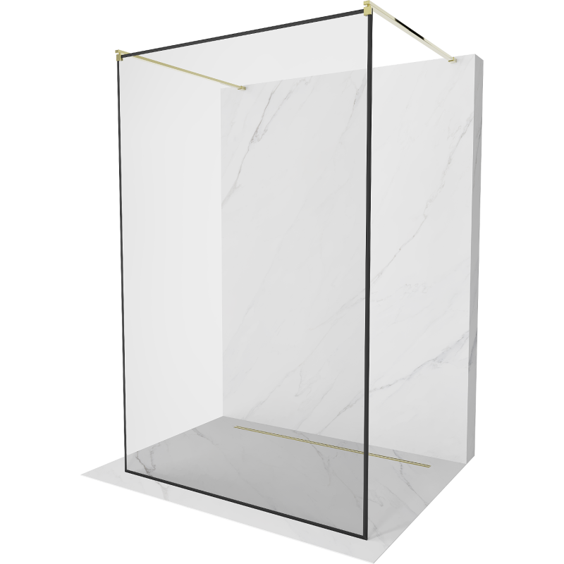 Mexen Kioto free-standing shower screen 110 x 200 cm, Transparent/Black pattern 8 mm, Gold- 800-110-002-50-70