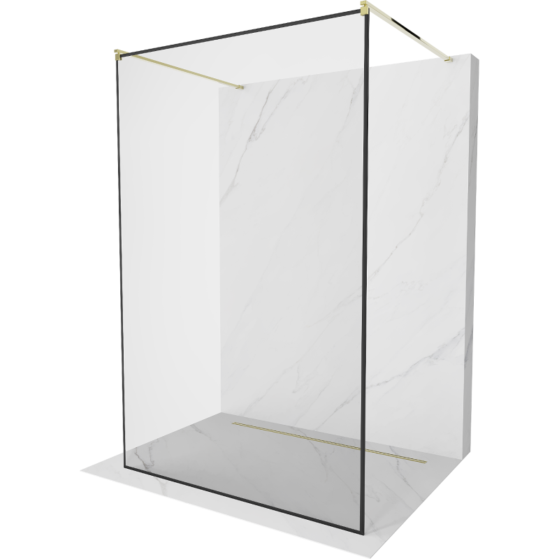 Mexen Kioto freestanding shower wall 110 x 200 cm, black frame 8 mm, gold - 800-110-002-50-70