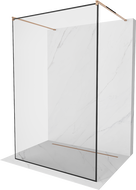 Mexen Kioto freestanding shower wall 100 x 200 cm, black frame 8 mm, rose gold - 800-100-002-60-70