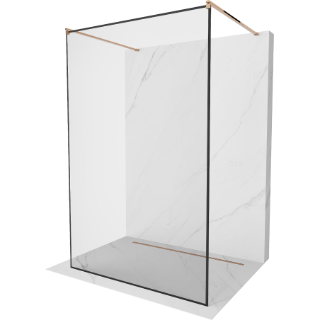 Mexen Kioto free-standing shower screen 140 x 200 cm, Transparent/Black pattern 8 mm, Rose gold - 800-140-002-60-70