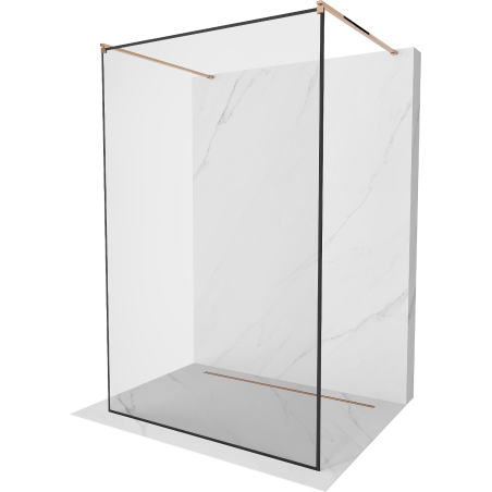 Mexen Kioto freestanding shower wall 140 x 200 cm, black frame 8 mm, rose gold - 800-140-002-60-70