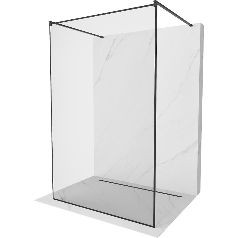Mexen Kioto freestanding shower screen 130 x 200 cm, black frame 8 mm, black - 800-130-002-70-70