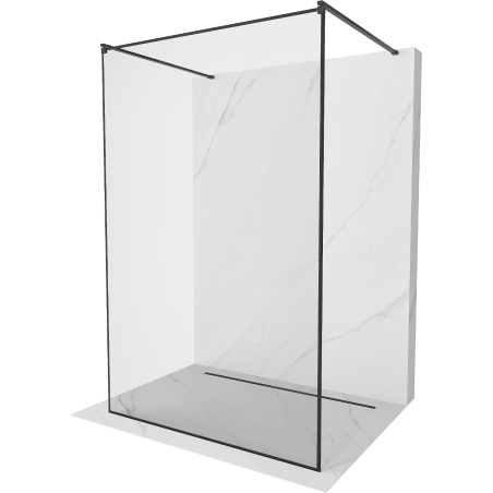 Mexen Kioto freestanding shower screen 130 x 200 cm, black frame 8 mm, black - 800-130-002-70-70