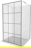 Mexen Kioto free-standing shower screen 110 x 200 cm, Transparent/Black pattern 8 mm, Gold - 800-110-002-50-77