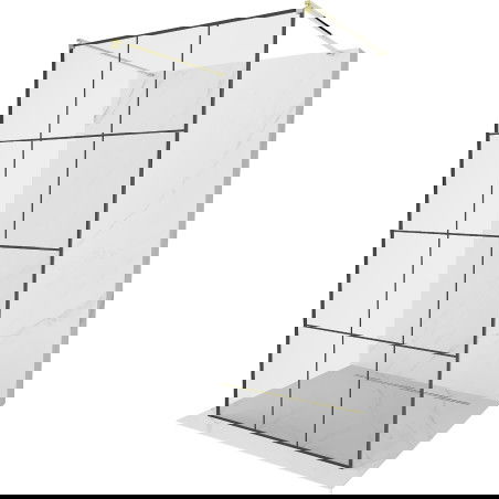 Mexen Kioto free-standing shower screen 120 x 200 cm, Transparent/Black pattern 8 mm, Gold - 800-120-002-50-77