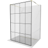 Mexen Kioto freestanding shower wall 130 x 200 cm, black grid 8 mm, gold - 800-130-002-50-77