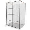 Mexen Kioto freestanding shower wall 140 x 200 cm, black grid 8 mm, rose gold - 800-140-002-60-77