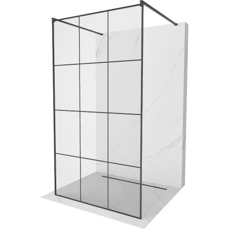 Mexen Kioto 100 x 200 cm Freestanding Shower Screen, Black Grid 8 mm, Black - 800-100-002-70-77