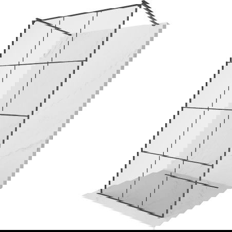 Mexen Kioto freestanding shower wall 100 x 200 cm, black grid 8 mm, black - 800-100-002-70-77