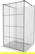 Mexen Kioto Freestanding shower wall 110 x 200 cm, black grid 8 mm, black - 800-110-002-70-77