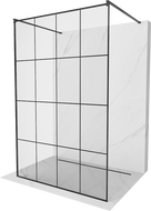 Mexen Kioto Freestanding shower wall 130 x 200 cm, black grid 8 mm, black - 800-130-002-70-77
