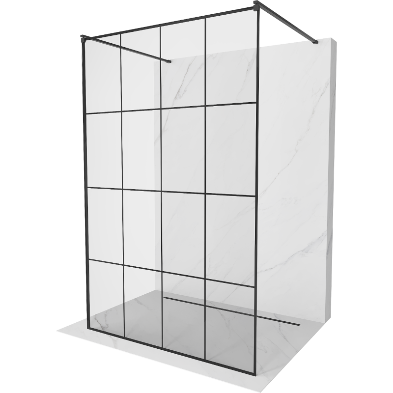 Mexen Kioto free-standing shower screen 140 x 200 cm, Transparent/Black pattern 8 mm, Black - 800-140-002-70-77