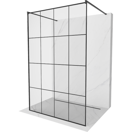 Mexen Kioto freestanding shower wall 140 x 200 cm, black grid 8 mm, black - 800-140-002-70-77