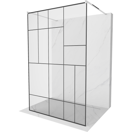Mexen Kioto free-standing shower screen 100 x 200 cm, Transparent/Black pattern 8 mm, Chrome - 800-100-002-01-78