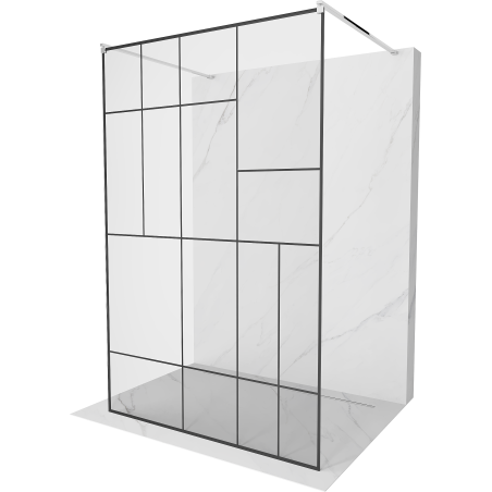 Mexen Kioto freestanding shower wall 130 x 200 cm, black pattern 8 mm, chrome - 800-130-002-01-78