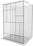 Mexen Kioto free-standing shower screen 130 x 200 cm, Transparent/Black pattern 8 mm, Chrome - 800-130-002-01-78