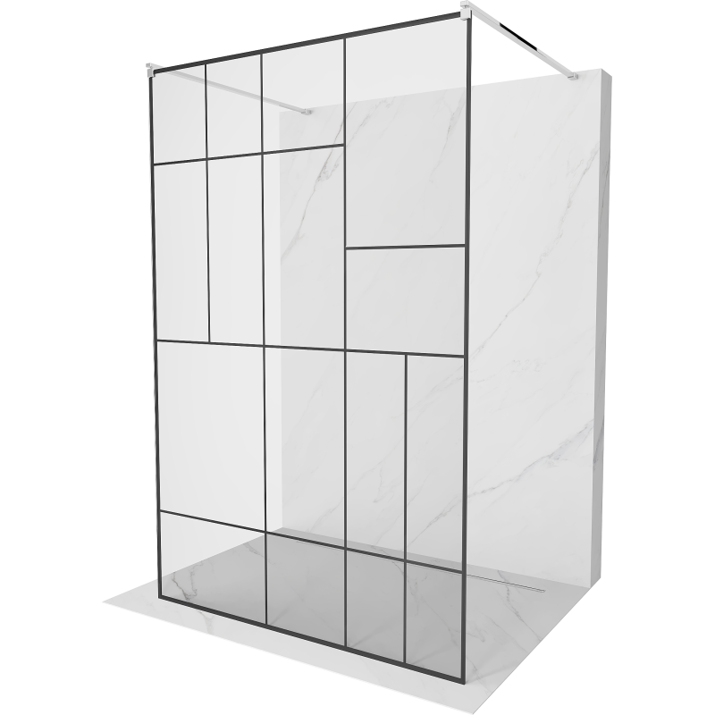 Mexen Kioto free-standing shower screen 140 x 200 cm, Transparent/Black pattern 8 mm, Chrome - 800-140-002-01-78
