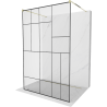 Mexen Kioto Freestanding Shower Screen 130 x 200 cm, Black Pattern 8 mm, Gold - 800-130-002-50-78