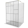 Mexen Kioto free-standing shower screen 140 x 200 cm, Transparent/Black pattern 8 mm, Gold - 800-140-002-50-78