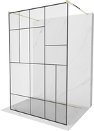 Mexen Kioto free-standing shower screen 140 x 200 cm, Transparent/Black pattern 8 mm, Gold - 800-140-002-50-78