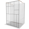 Mexen Kioto free-standing shower screen 130 x 200 cm, Transparent/Black pattern 8 mm, Rose gold - 800-130-002-60-78