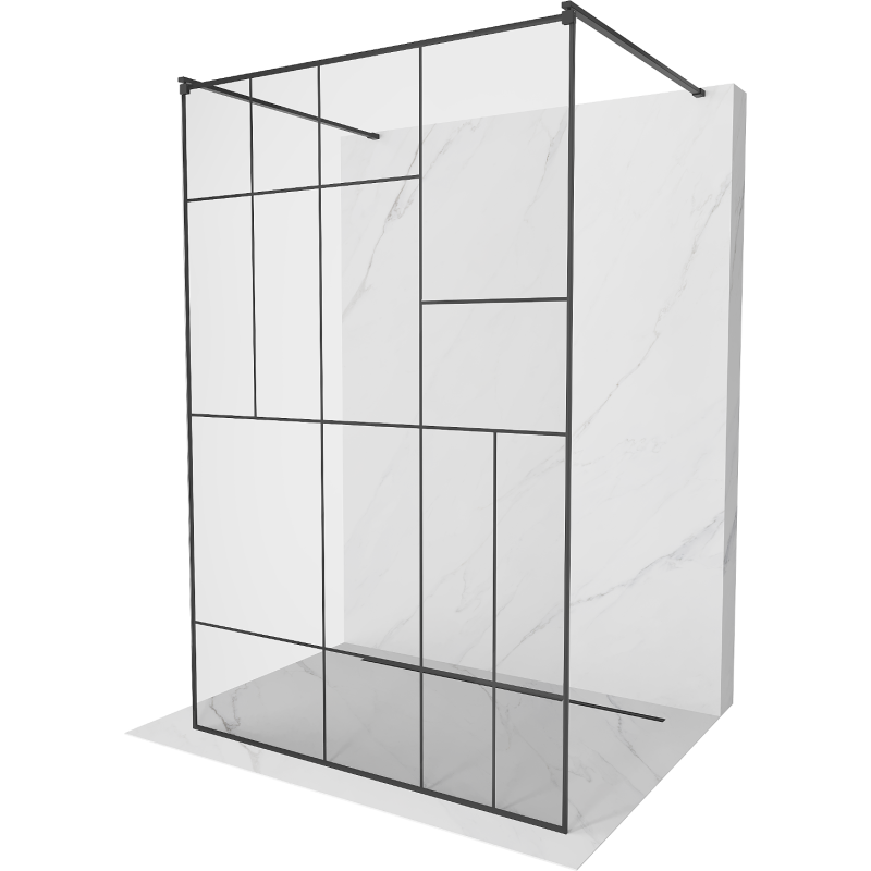 Mexen Kioto free-standing shower screen 100 x 200 cm, Transparent/Black pattern 8 mm, Black - 800-100-002-70-78