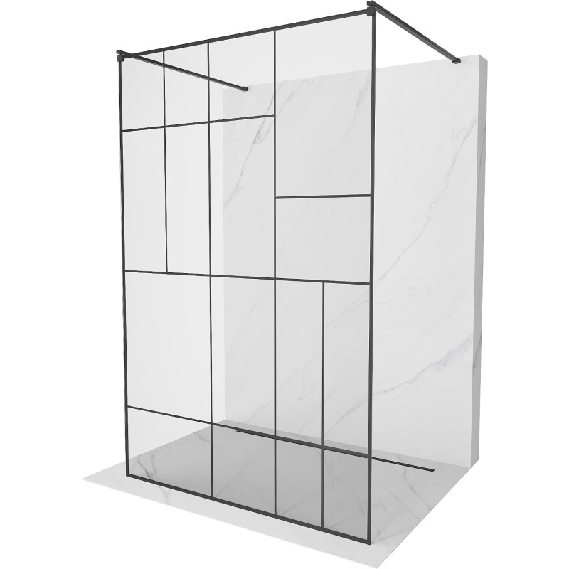 Mexen Kioto freestanding shower wall 110 x 200 cm, black pattern 8 mm, black - 800-110-002-70-78