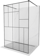 Mexen Kioto free-standing shower screen 110 x 200 cm, Transparent/Black pattern 8 mm, Black - 800-110-002-70-78