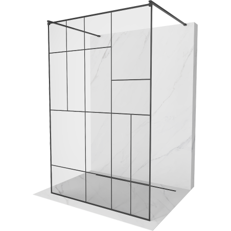 Mexen Kioto freestanding shower screen 120 x 200 cm, black pattern 8 mm, black - 800-120-002-70-78