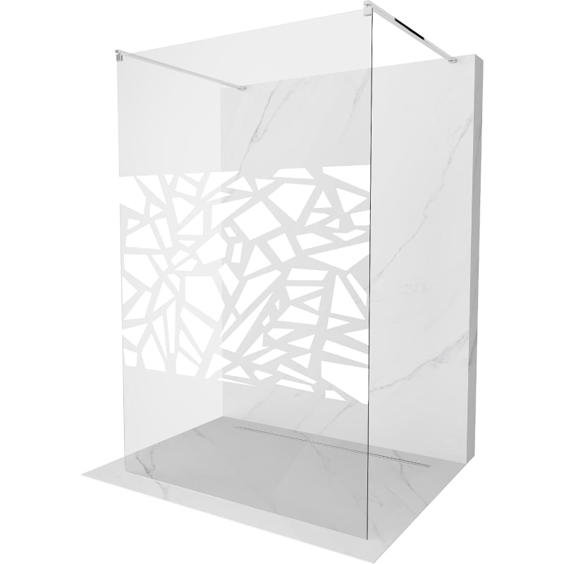 Mexen Kioto freestanding shower wall 120 x 200 cm, white pattern 8 mm, chrome - 800-120-002-01-85