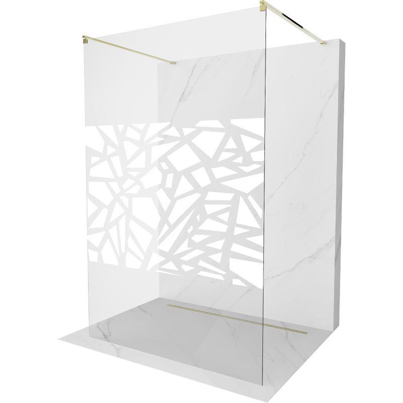 Mexen Kioto freestanding shower wall 100 x 200 cm, white pattern 8 mm, gold - 800-100-002-50-85
