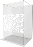 Mexen Kioto free-standing shower screen 100 x 200 cm, Transparent/White pattern 8 mm, Gold - 800-100-002-50-85