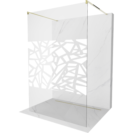 Mexen Kioto freestanding shower wall 120 x 200 cm, white pattern 8 mm, gold - 800-120-002-50-85