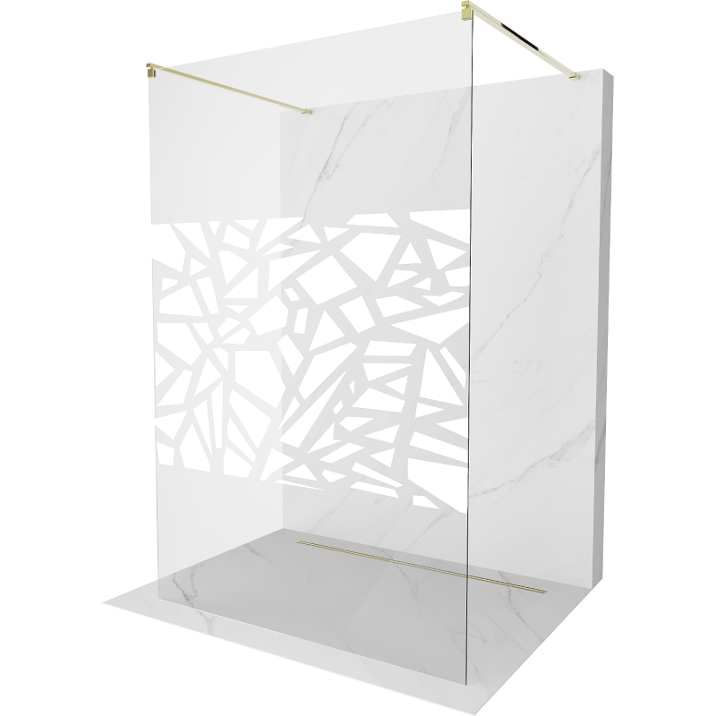 Mexen Kioto free-standing shower screen 130 x 200 cm, Transparent/White pattern 8 mm, Gold - 800-130-002-50-85
