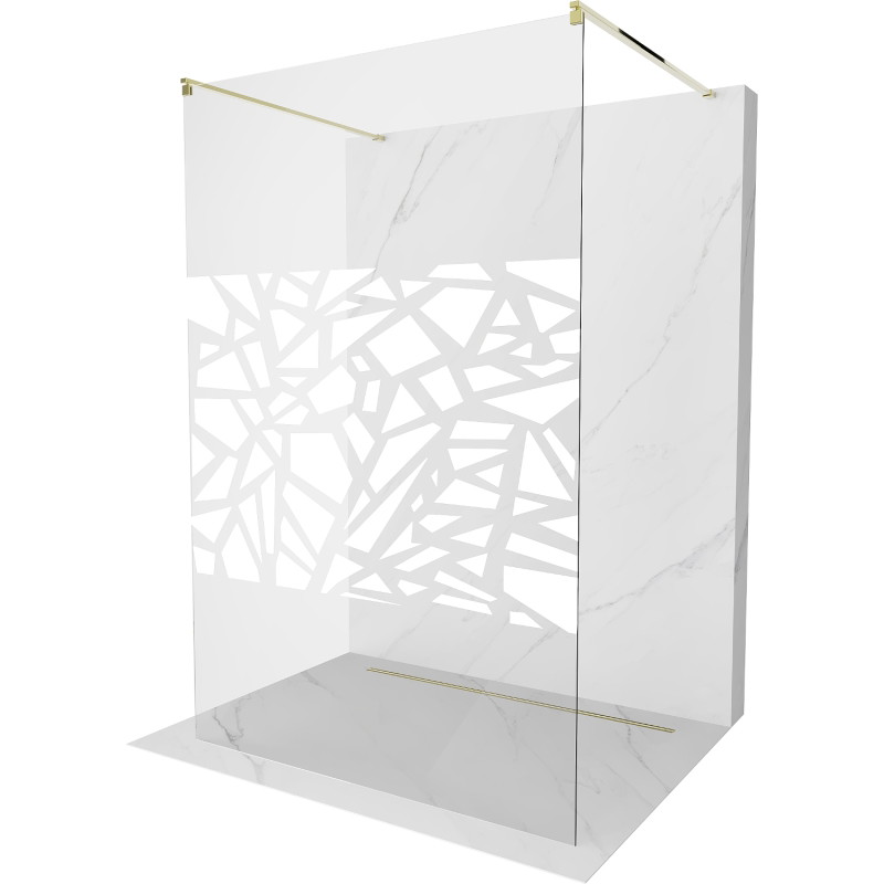 Mexen Kioto free-standing shower wall 130 x 200 cm, white pattern 8 mm, gold - 800-130-002-50-85