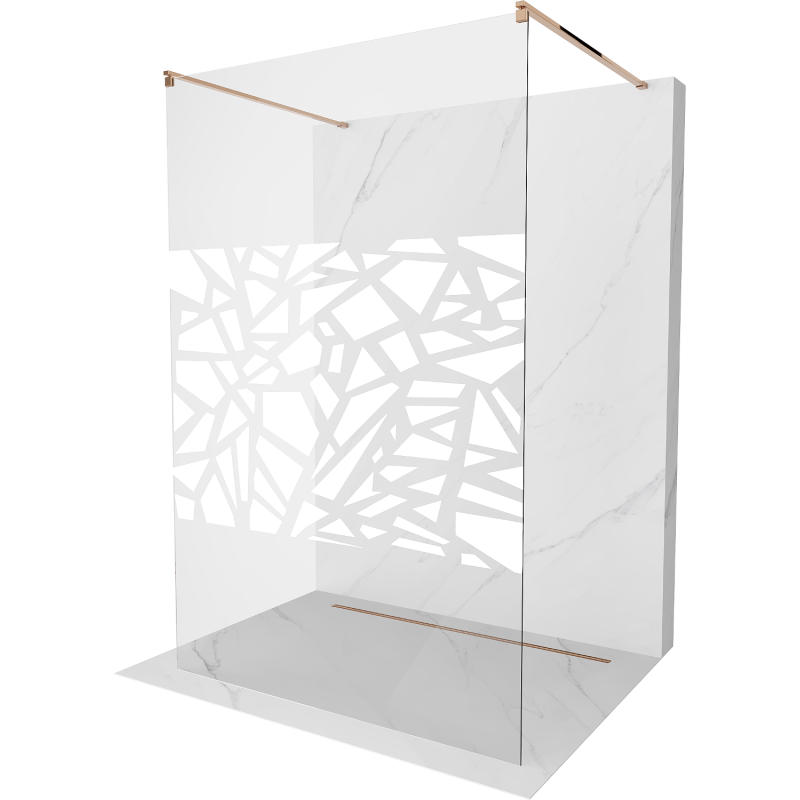 Mexen Kioto free-standing shower screen 130 x 200 cm, Transparent/White pattern 8 mm, Rose gold - 800-130-002-60-85