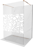 Mexen Kioto freestanding shower screen 130 x 200 cm, white pattern 8 mm, rose gold - 800-130-002-60-85