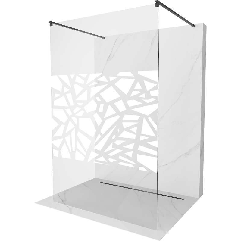 Mexen Kioto free-standing shower wall 120 x 200 cm, white pattern 8 mm, black - 800-120-002-70-85