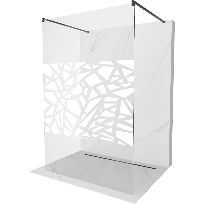 Mexen Kioto free-standing shower screen 130 x 200 cm, Transparent/White pattern 8 mm, Black - 800-130-002-70-85