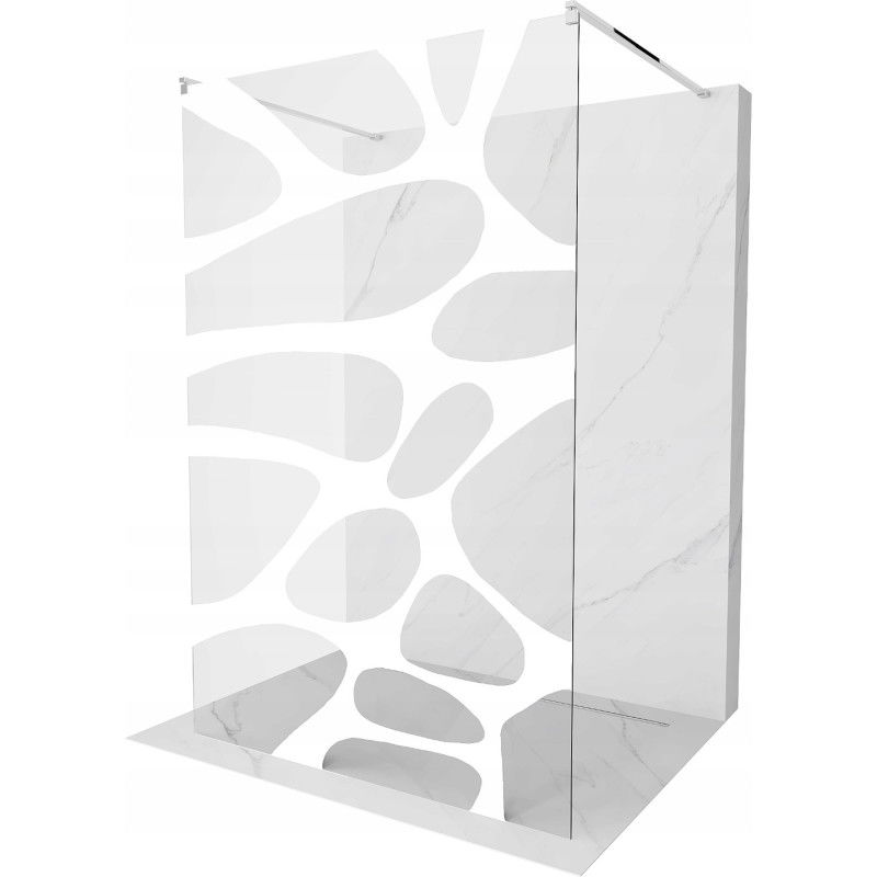 Mexen Kioto free-standing shower screen 120 x 200 cm, Transparent/White pattern 8 mm, Chrome - 800-120-002-01-97