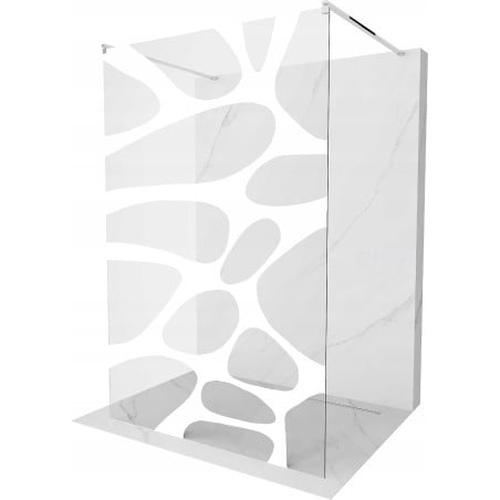Mexen Kioto 120 x 200 cm Freestanding Shower Wall, White Wave 8 mm, Chrome - 800-120-002-01-97