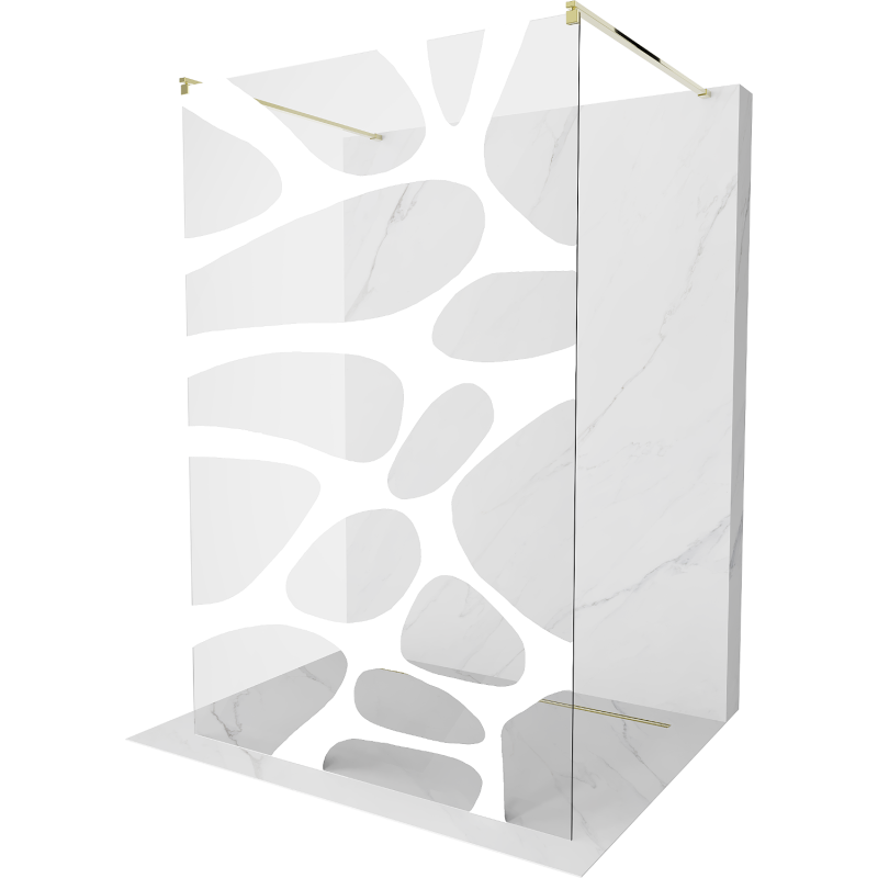 Mexen Kioto free-standing shower screen 100 x 200 cm, Transparent/White pattern 8 mm, Gold - 800-100-002-50-97