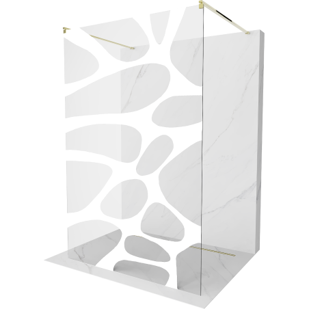 Mexen Kioto freestanding shower wall 100 x 200 cm, white wave 8 mm, gold - 800-100-002-50-97
