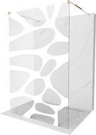Mexen Kioto freestanding shower wall 100 x 200 cm, white wave 8 mm, gold - 800-100-002-50-97