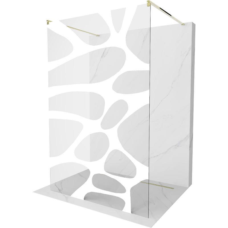 Mexen Kioto freestanding shower wall 120 x 200 cm, white wave 8 mm, gold - 800-120-002-50-97