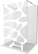 Mexen Kioto Freestanding shower wall 110 x 200 cm, white wave 8 mm, pink gold - 800-110-002-60-97