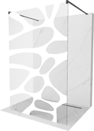 Mexen Kioto freestanding shower wall 100 x 200 cm, white wave 8 mm, black - 800-100-002-70-97